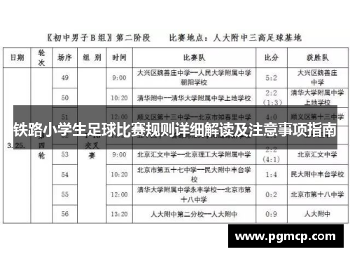 铁路小学生足球比赛规则详细解读及注意事项指南